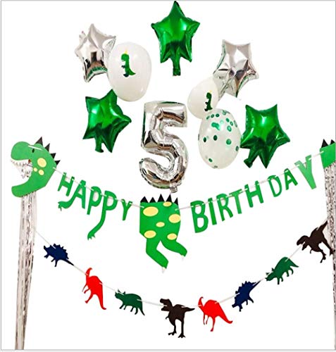 Dinosaurio Happy Birthday Pancarta Artículos para fiestas Dinosaurio Tema Cumpleaños Partido Decoraciones para Niños, Verde