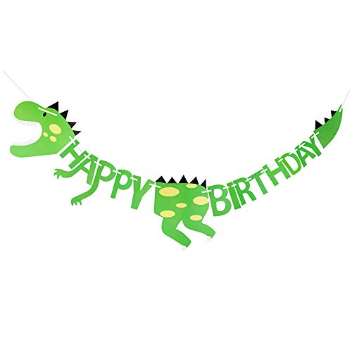 Dinosaurio Happy Birthday Pancarta Artículos para fiestas Dinosaurio Tema Cumpleaños Partido Decoraciones para Niños, Verde