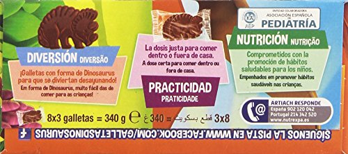 Dinosaurus - ChocoLeche - Galleta de cereales con chocolate con leche - 8 paquetes - [pack de 3]