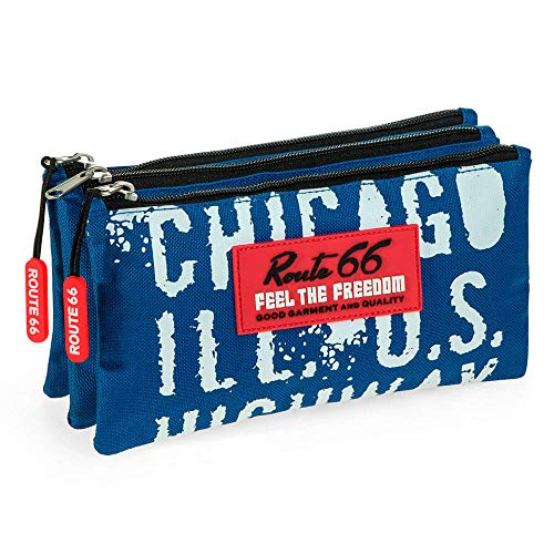 Dis2 - Estuche Escolar Triple Route 66 Azul