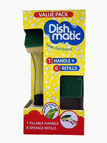 Dishmatic Bonus Pack 1 mango relleno negro y 6 recambios de esponja verde