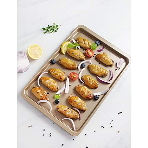 DishyKooker Bandeja Rectangular para Hornear de Pan de 14.5in Bandeja Antiadherente Horno de Acero al Carbono Placa Plana Oro Productos para el hogar