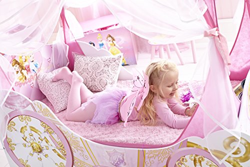 Disney 454DSN - Cama Infantil con diseño de Princesas, Tela, Rosa, Toddler (70 x 140 cm)