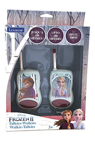 Disney Par, Rango De 100 Metros, Juguete Infantil (Lexibook TW12FZ) Frozen 2 Elsa Anna Walkie-talkies, Pinza para Colgar del cinturón, batería, Azul, Color