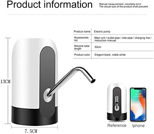 Dispensador de Agua, 5 galones USB, Carga automática, Bomba para Agua portátil eléctrica, extraíble, Apta para Uso en Agua embotellada.W-1 …