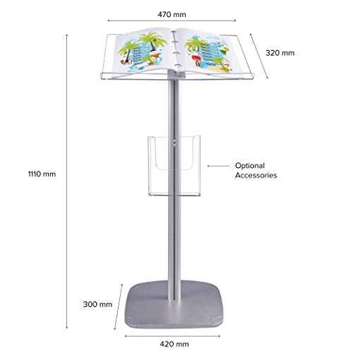 DISPLAY SALES Información soporte Folder en 2 x DIN A4 con mecanismo de carpeta para hojas. Transparente Acrílico De estante. Elegante soporte placa para buena estabilidad