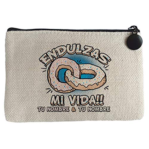 Diver Bebé Monedero endulzas mi vida personalizable con nombre - Beige, 15 x 10 cm