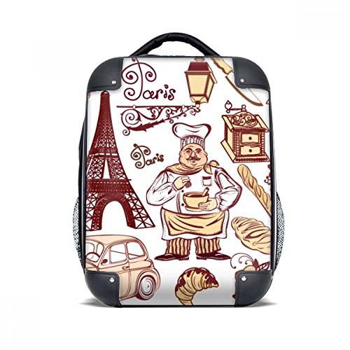 DIYthinker Cocina el cocinero Francia Torre Eiffel estuche rígido de transporte para hombro Niños Mochila 15" Regalo