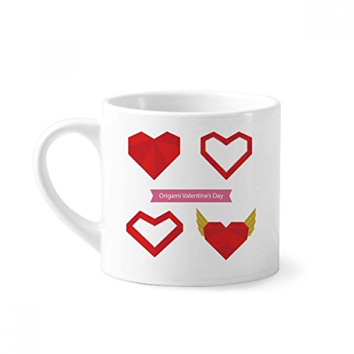 DIYthinker Rojo Abstracto del corazón del Navidad de Origami Mini Taza Blanca cerámica Taza de cerámica con el Regalo de la manija 6 oz