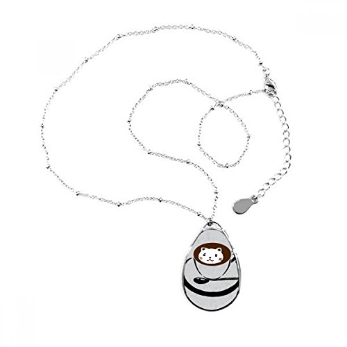 DIYthinker Taza de café ilustración Lovely Cat Patrón lágrima Forma Colgante Collar Joyas con Cadena decoración Regalo