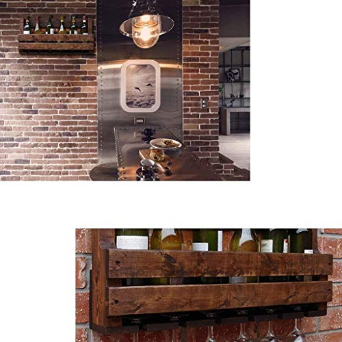 DJSMjbj Los estantes flotantes nórdica Retro de Madera Maciza de la Copa de Vino Estante de la Pared casera Colgante cáliz en Bastidor Restaurante Bar Enfriador de Vino Estante Decke (Size : 50cm)