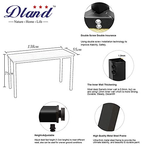 DlandHome Escritorios Mesa de Conferencia 138x55cm Mesa Multipropósito Mesa Salón/de Comedor/Mesa de Despacho Escritorio de Oficina,Blanco