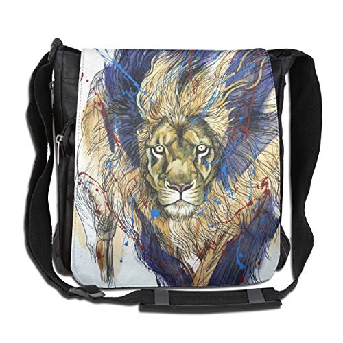 Doinh Lion - Bolso Bandolera de Lona Personalizable con diseño de león en carbón y acrílico, Ideal para Hombres y Mujeres