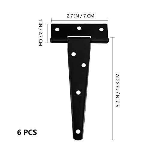 DOITOOL 6 piezas Bisagras en T Negro Bisagras para puertas bisagras de acero inoxidable para el mueble de para el hogar Gabinete la puerta del armario (5 pulgadas)