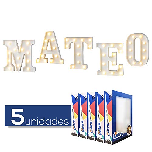 DON LETRA Nombres Españoles de Chicos y Chicas, Letras Luminosas Decorativas con Luces LED, Ideales para Mesa y Mesilla, Pared, Dormitorio Infantil, Fiesta de Cumpleaños, Bodas - Mateo