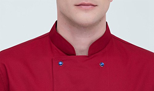 Dooxii Unisexo Mujeres Hombre Moda Verano Manga Corta Camisa de Cocinero Transpirable Chaquetas de Chef Uniforme Restaurante Occidental Cocina Trasera Rojo M