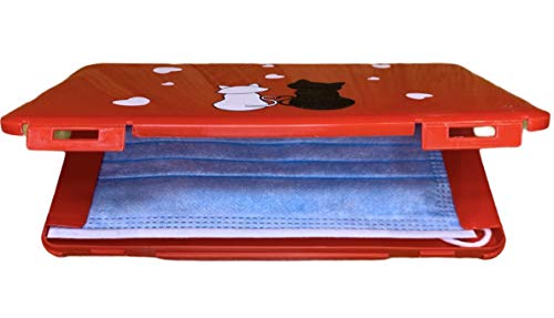 Dor Caja para Mascarillas Quirurgicas de Plástico PP Carpeta Reutilizable Caja para Guardar Mascarillas en el Bolso Prevención de la Contaminación con Dibujos 19 * 11 * 1.3 cm. (Rojo)