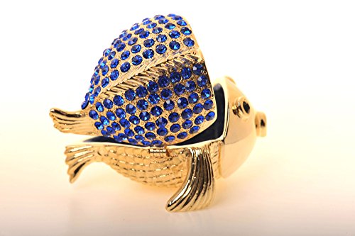 Dorado y pez azul de estilo fabergé tarro para dulces y golosinas decorada con austríaco juego de cristales decorativos