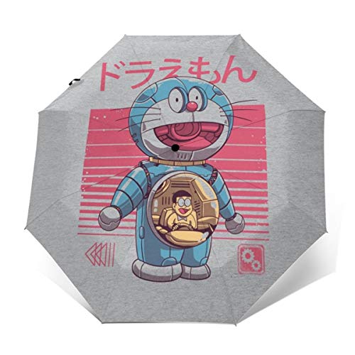 Doraemon Dorae BOT Paraguas Plegable Compacto de Apertura y Cierre automático, Parasol de Viaje Plegable automático