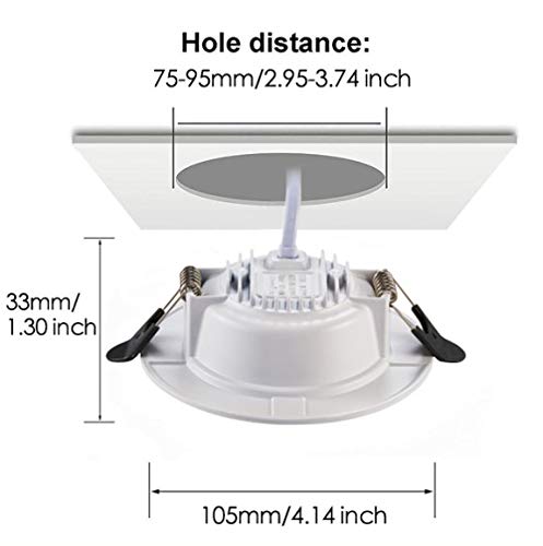 Downlight led empotrable redondo,Iluminacion 7W (700 lm),2700K (Luz Cálida), Blanco,foco empotrable LED,Ojos de buey de led 6 pack