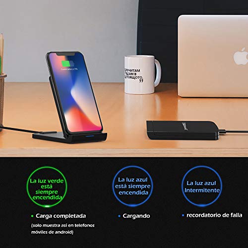 DQiDianZ Cargador inalámbrico Plegable y rápido de 10W Certificado Qi para iPhone X XS MAX XR 8 Plus Cargador por induccióncargador por inducción para Samsung Galaxy S7 S8 S9 Edge(No AC Adaptador)