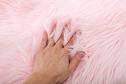 DQMEN Piel de Cordero Oveja/Sheepskin Rug Cordero, imitación mullida Alfombras imitación Piel sintética Deko Piel,para salón Dormitorio baño sofá Silla cojín (Rosa, 60 X 90cm)