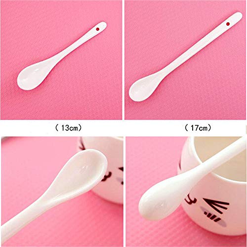 Dragonface Populares de Porcelana Blanca Pura de cucharas Mini Cocina de cerámica de Hueso té café Postre de azúcar de cucharas (Pequeño 3PCS)