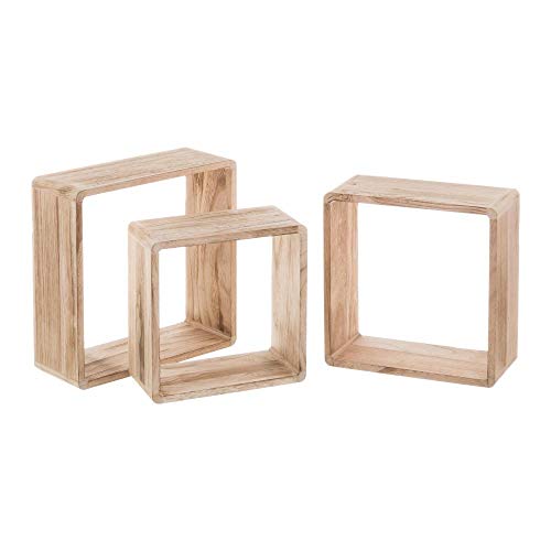 Dream Hogar Estanteria Modular Set 3 Madera Paulonia Moderna 30x30x12 cm (Natural)