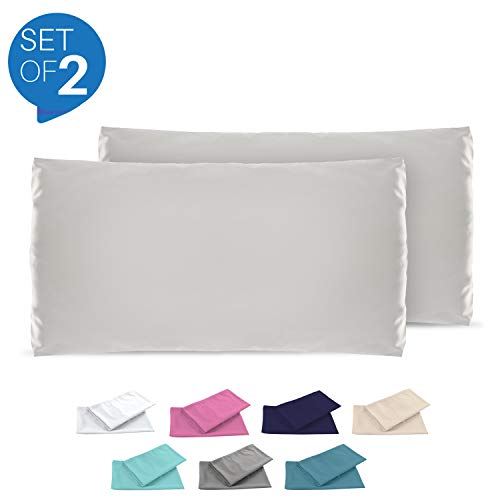 Dreamzie - Set de 2 x Funda de Almohada 50x80 cm, Gris Estaño, Microfibra (100% Poliéster) - Fundas de Almohadas Hipoalergénica - Fundas de Cojines de Calidad con una Suavidad Incomparable