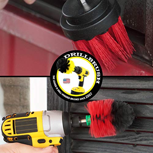 Drillbrush 2 Piezas de tamaño Mini cerdas largas Red de cerdas duras Rotary Limpieza es para la Limpieza Revestimiento, ladrillo, Piedra, chimeneas, Cubiertas, canalones, y Más Red-rígido