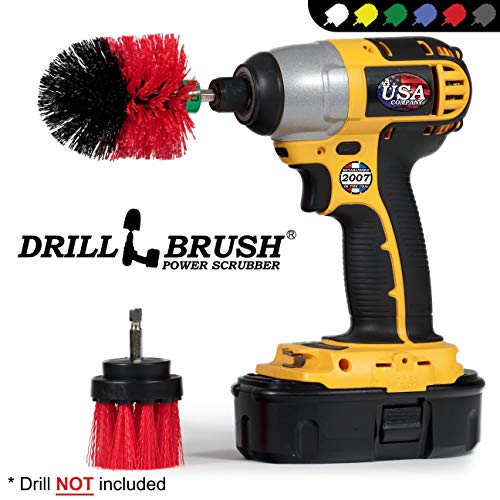 Drillbrush 2 Piezas de tamaño Mini cerdas largas Red de cerdas duras Rotary Limpieza es para la Limpieza Revestimiento, ladrillo, Piedra, chimeneas, Cubiertas, canalones, y Más Red-rígido