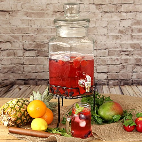 drinkstuff - Dispensador de bebidas (cristal, incluye soporte, 5,6 l)