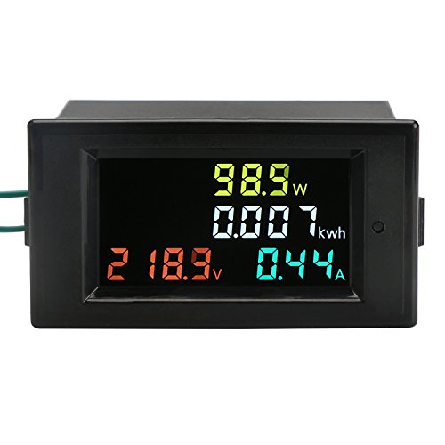 Droking AC 80-300V Multímetro de Pantalla Digital, 0~100A Voltímetro Amperímetro Alta definición Colorido LCD Volt Amp Ap Probador de energía Voltímetro Amperio Monitor de Corriente con CT