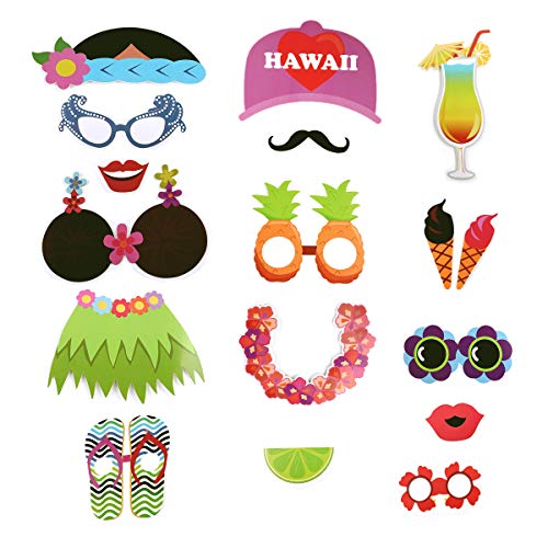 Dsaren 60 Pcs Accesorios para Fotomatón Divertido Bigotes Gafas Photo Booth Props Accesorios para Fiesta, Partido Boda, Hawaiano Beach Pool Parties, Cumpleaños