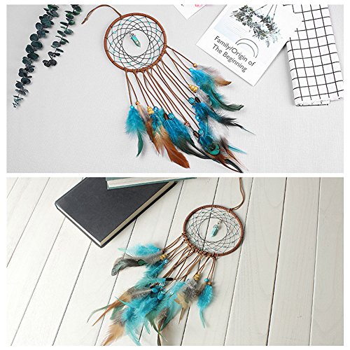 Dsaren Atrapasueños con Pluma Hecho a Mano Naturales Dream Catcher Colgante Decoración Pared Habitación y Auto, Adorno Regalo del Arte