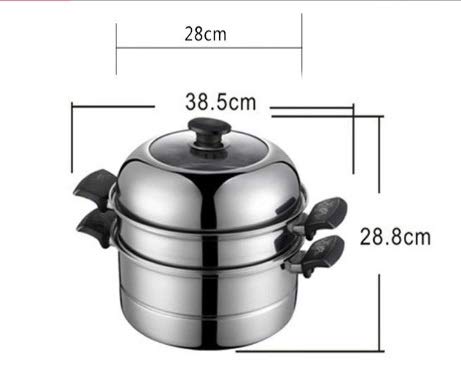 DSJJ Olla de Acero Inoxidable, Vapor Olla de Sopa 2-Capa Engrosada, Olla Multiuso de Acero Inoxidable