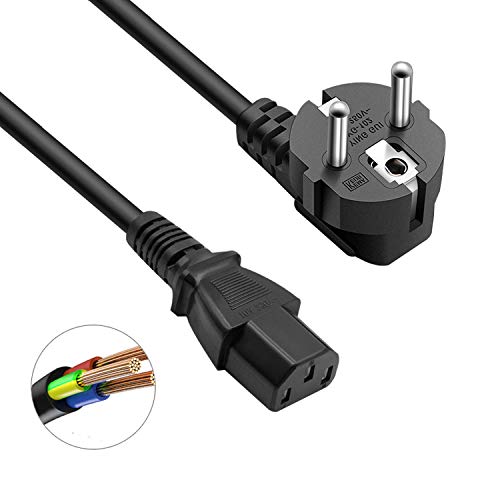 DTK 1,2M IEC320 C13 H05VV-F 3 * 0.75mm² Cable de Alimentación para Dispositivos Frescos Impresora, PC, Monitor, Televisión, Proyector, PS3 / PS4 Pro, Equipo de DJ,Cable IEC Negro de 3 Pines