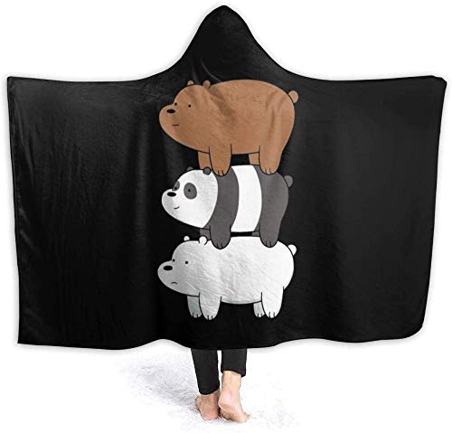 DUANGONGZI We Bare Bears Manta con Capucha Manta de Felpa Sherpa súper Suave Impresa en 3D-130x150cm-child