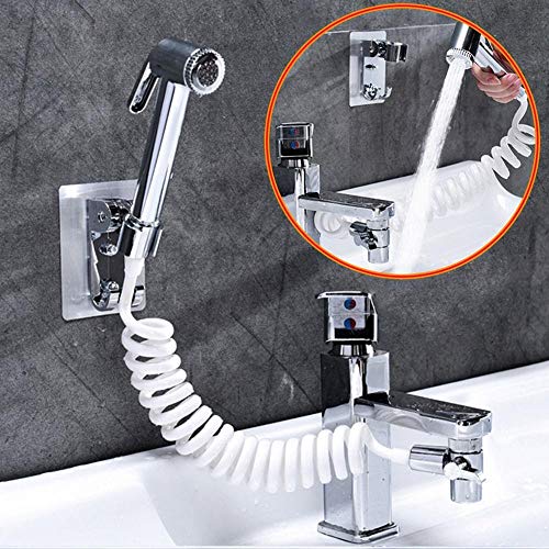 Ducha de De mano Extensor de baño grifo de ducha de De mano de acero inoxidable telescópica boquilla pequeña Set Suministros de baño ducha eléctrica for el baño (Color : Silver)