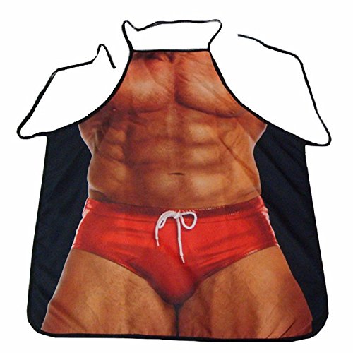 Ducomi Superhero - Delantal de Chef de Cocina para Hombre, Mujer y Niño - Mixto,Algodón, Ajustable, Longitud 72 cm - Uso Profesional o Doméstico - Impresiones Sexy, Divertidas (Sexy Man)