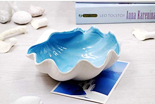 Dujie Cenicero de Cigarrillos cenicero portátil, Cerámica Estilo Placa Porta joyería Shell Blanco Azul de Porcelana Vajilla Vida Plato Tazón Cenicero