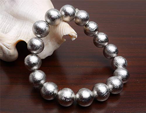 DUOVEKT - Pulsera de meteorito de Hierro de Gibeon auténtico, Cuentas Redondas de Cristal de 12 mm, para Mujeres, Hombres, cumpleaños, curación, Mejor Regalo