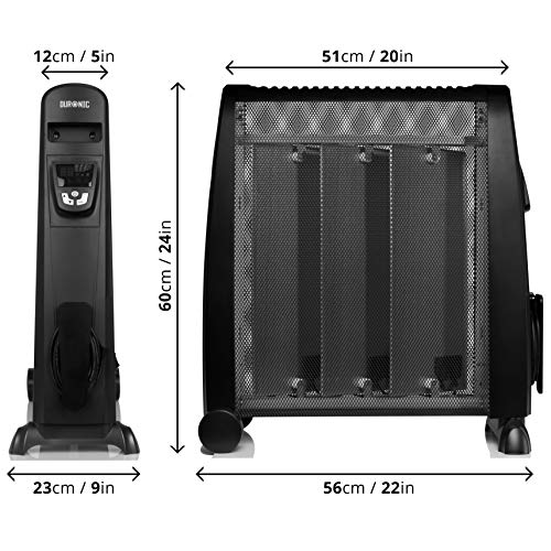 Duronic HV052 Radiador Eléctrico 1500W de Panel de Mica - Estufa sin aceite que calienta en 1 minuto – Control por Pantalla digital - Bajo consumo y ligero