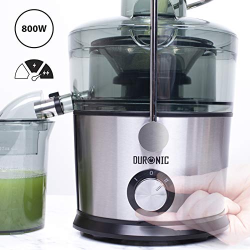 Duronic JE7C Licuadora de 800W para frutas y verduras – 2 Velocidades – Boca Ancha 85 mm – Boquilla antigoteo – Jarra de 1L – Libre de BPA