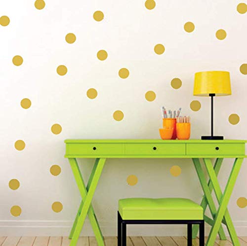 Dusenly - Adhesivos de pared con lunares dorados removibles, diseño de círculos dorados, vinilos decorativos para la habitación de los niños (2 pulgadas x 100 calcomanías)