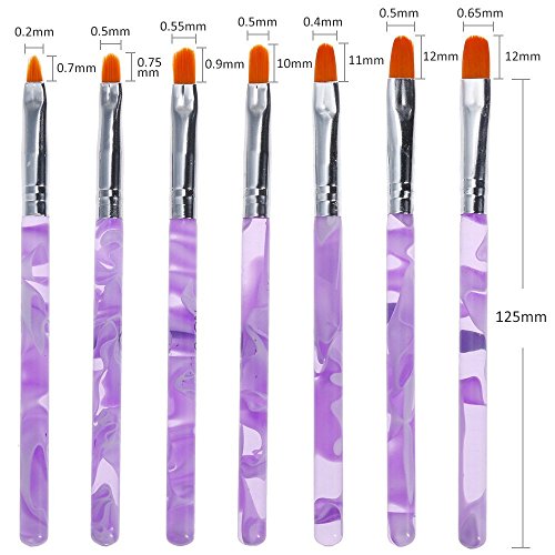 Ealicere 7pcs Pincel uñas de UV Gel, Pinceles Pintauñas parara Decorar Uñas Nail Art Decoration,Nail art cepillo de pintura de uñas que detalla el cepillo pluma