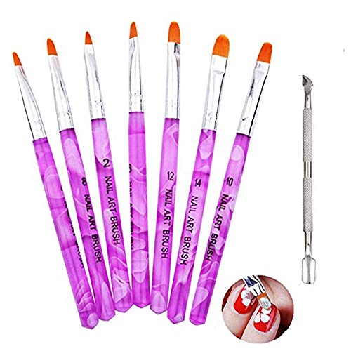 Ealicere 7pcs Pincel uñas de UV Gel, Pinceles Pintauñas parara Decorar Uñas Nail Art Decoration,Nail art cepillo de pintura de uñas que detalla el cepillo pluma