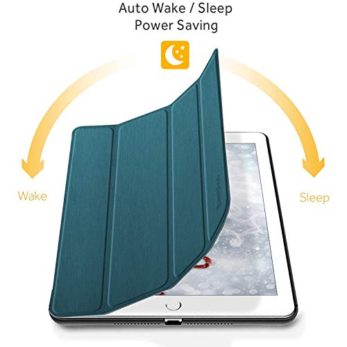 EasyAcc Funda Compatible con iPad Air 2, Funda Ultradelgada de Piel Sintética con Función de Soporte/Función de Despertador Auto Compatible con iPad Air 2 2014 Modelo A1566 / A1567-Azul pavo real