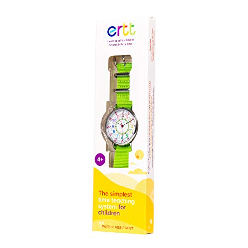 EasyRead Time Teacher ERW-COL-24 Reloj de 24 Horas con Cara arcoíris, Verde Lima, 1