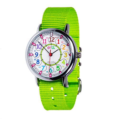 EasyRead Time Teacher ERW-COL-24 Reloj de 24 Horas con Cara arcoíris, Verde Lima, 1